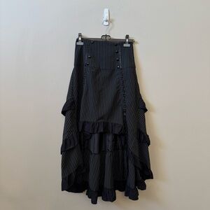 Chic Star women’s Rockabilly pinup goth retro high low pinstripe ruffle skirt